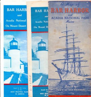 Vintage (1940,  60s) Bar Harbor/acadia National Park,  Maine,  Maps W/tourist Info