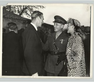 Actors Randolph Scott & Penny Singleton W Major Robert Sparks 1943 Press Photo