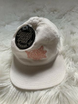 Vintage Off White Santa Cruz Corduroy Trucker Hat (rare)
