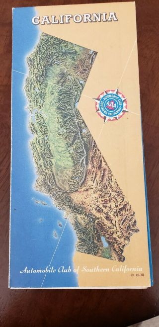 Vintage Map Aaa California 1978 Automobile Club Of Southern California