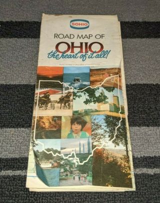 Vintage 1980’s Sohio Road Map Of Ohio Extremely Cool And Rare Version