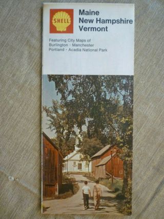 Vintage Shell Gas Station Road Map Of Maine Hampshire Vermont 1970 Edition