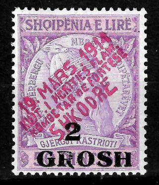 Albania 1914 - " Shkodre " Local Stamps 2grosh / 50qind - Mnh Very Rare