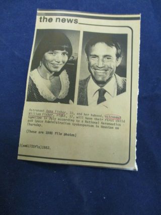 Astronauts Anna & Bill Fisher Expecting First Child Vintage Wire Press Photo