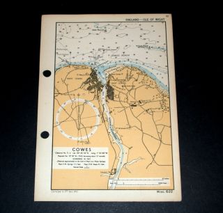 - Cowes,  Isle Of Wight - Rare Vintage Ww2 Naval/military Map 1943