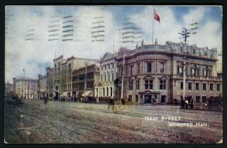 Vintage Postcard: Main Street,  Winnipeg,  Manitoba,  Canada,  Posted To Belfast 1907