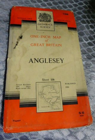 Vintage Ordnance Survey One Inch Map Of Anglesey