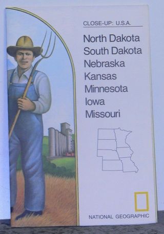 Vintage 1974 National Geographic Map Of North & South Dakota,  Nebraska.  Etc