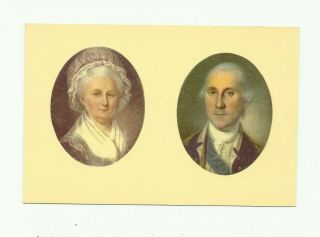 Washington,  George And Martha,  Miniature Portraits,  Vintage Postcard
