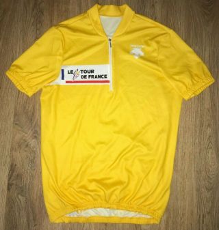 Le Tour De France Descente Rare Vintage Yellow Cycling Jersey Size Xl