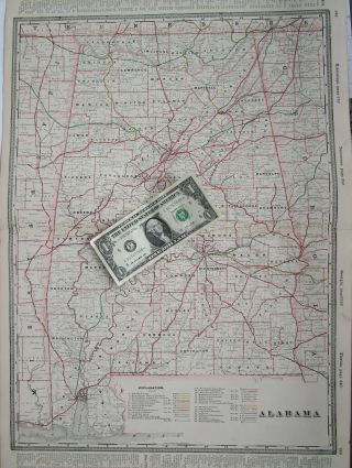 Al Xl 1896 Alabama Railroad Map Cram Railways 1800s.  Tallassee & Montgomery Rr