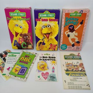 Rare 3 Sesame Street Vhs W/ Insert Jim Henson Muppets Big Bird Educational