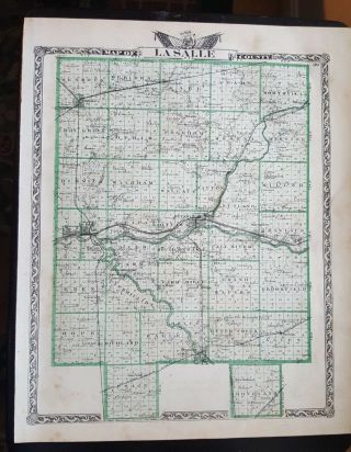 Antique Map - Lasalle County Illinois - Warner & Beers/union Atlas Co.  1876