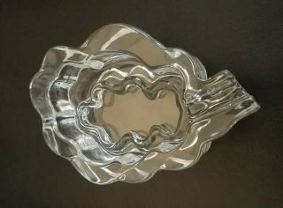 Rare Vintage Daum Nancy Art Glass Crystal Oak Leaf Ashtray Dish Signed France