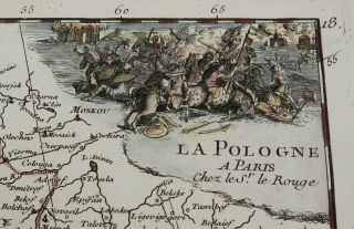 POLAND 1756 ANTIQUE MAP LITHUANIA LATVIA RUSSIA BELARUS LE ROUGE 2