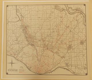 Streetcar Wall Map,  United Railways St.  Louis City And County Tracks,  1920