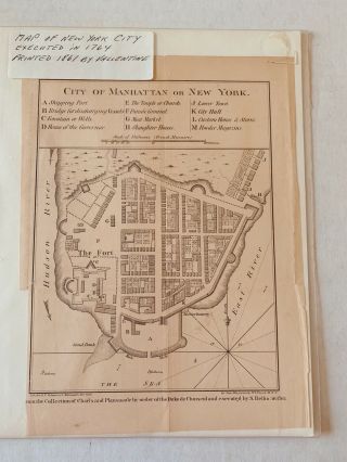 Map Of York City Litho Executed In 1764 By Bellin Printed In1861 Valentine