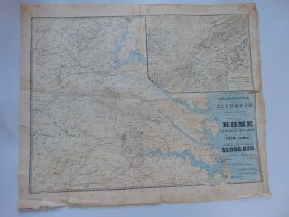 C.  1864 - Antique Civil War Map - The Approaches From Washington To Richmond