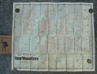 1888 York City Brooklyn Ny Jersey City Folding Pocket Map - Rand Mcnally