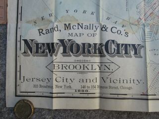 1888 York City Brooklyn NY Jersey City Folding Pocket Map - Rand McNally 2