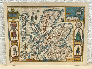 Scotland Map By John Speed C1610 Vgc Hand Coloured