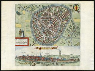 Antique Print - Amersfoort - Plan - View - Netherlands - Hogenberg - Braun - 1575