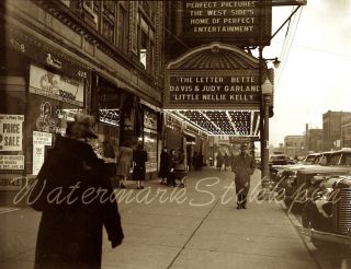 1940s Photo Negative Movie Theatre Street Scene Car Judy Garland Bette Davis