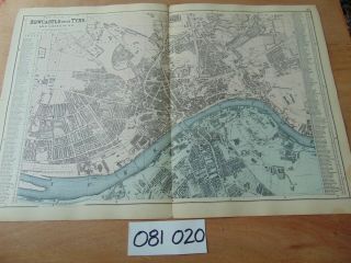 19th Century 1889 Antique Bacon Map Plan Of Newcastle Upon Tyne 83