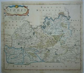 Antique Map Of Surrey By Robert Morden 1695