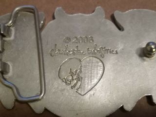 2006 Clandestine Industries Silver Tone & Enamel Bat Diamond Belt Buckle Rare 3