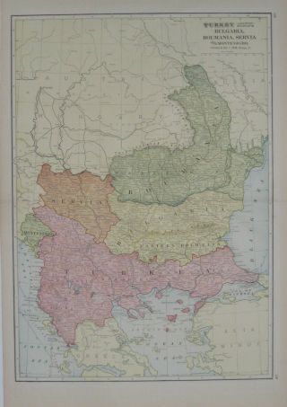 1911 Balkans Map Bulgaria Romania Serbia Montenegro Turkey In Europe