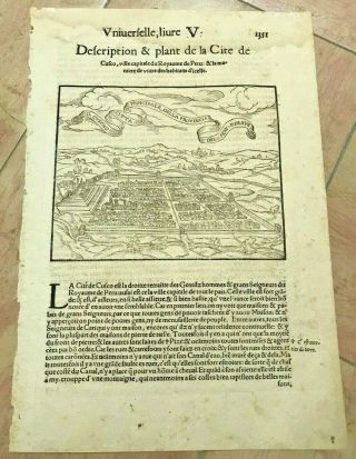 Cusco Peru 1552 Cosmography Of Sebastian Munster Antique View 16th Century