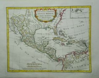 Antique Map Of North And Central America By Robert De Vaugondy 1762