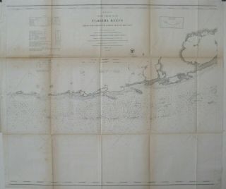 1863 Us Coast Survey Map Florida Reefs Key Largo Long Island Matecumbe