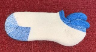 Vtg Rare Soft N Thick 85 Orlon Acrylic White & Blue Roll Top Ankle Socks