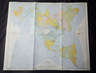 1960 Very Rare Us Air Force Economic Chart Flat Earth Map Of The World