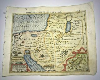Holy Land 1613 Mercator Hondius Atlas Minor Antique Map 17th Century