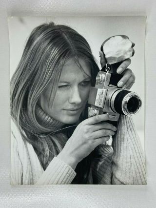 Girl Beseler Topcon Camera Ad Vintage B&w Photograph Snapshot 8 X 10
