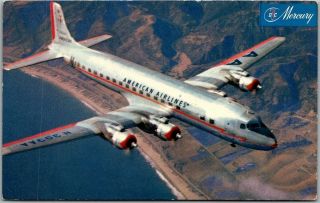 Vintage American Airlines Aviation Advertising Postcard " Dc - 7 Flagship " C1950s