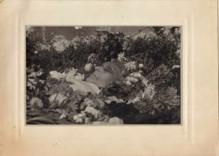 1950s Post Mortem Dead Woman In Coffin Funeral Corpse Mourning Odd Russian Photo