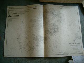 Vintage Admiralty Chart 34 Uk - The Scilly Isles 1911 Edn