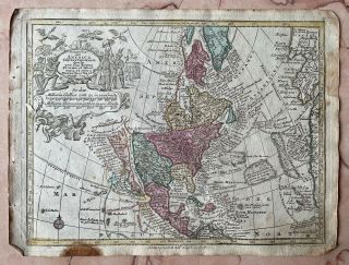 Antique Map 1770 North America California As An Island Mexico Seutter