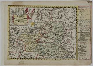 Poland 1749 Antique Map Lithuania Latvia Russia Belarus Schreibern