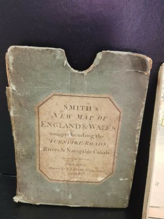 ANTIQUE 1804 C SMITH ' S MAP OF ENGLAND & WALES TURNPIKE RIVERS IN CASE 2