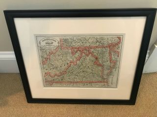 Framed Map West Virginia Virginia 1884 George Cram 
