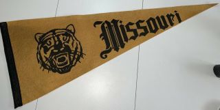 1930 - 40s Vintage Rare Wool University Of Missouri Pennant Tigers Mizzou
