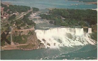Aerial View Of American Falls Niagara Falls Ontario Canada Unsent Vtg Postcard