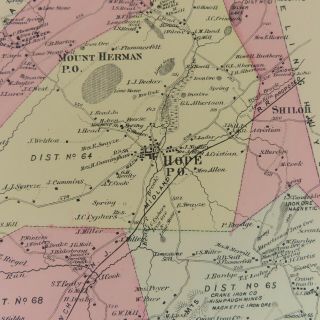 1874 Map Hope,  NJ F.  W.  Beers Warren County Danville Shiloh 2