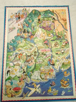 Berta & Elmer Hader 1932 Pictorial Character State Map Of Maine 9 X 12