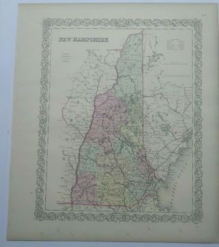 Antique Map Hampshire 1856 Colton 